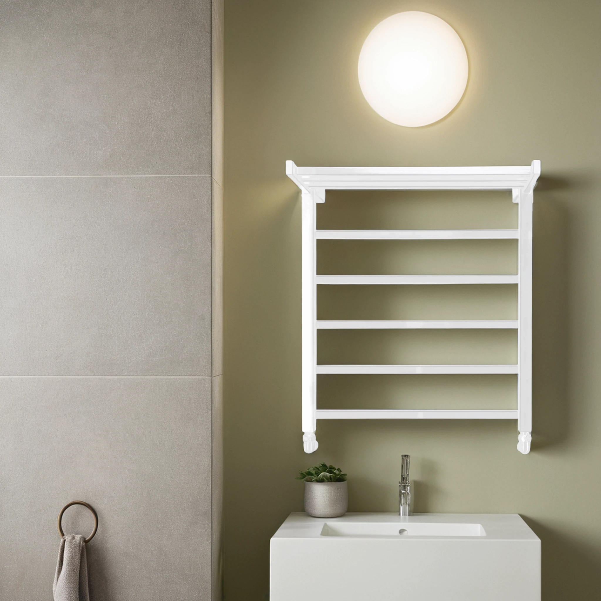 Полотенцесушитель водяной Comfysan Marte-K W-6 60/50 с полкой, белый