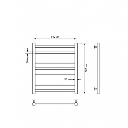 Полотенцесушитель водяной Comfysan Pioli-K W-6 60/50, черный