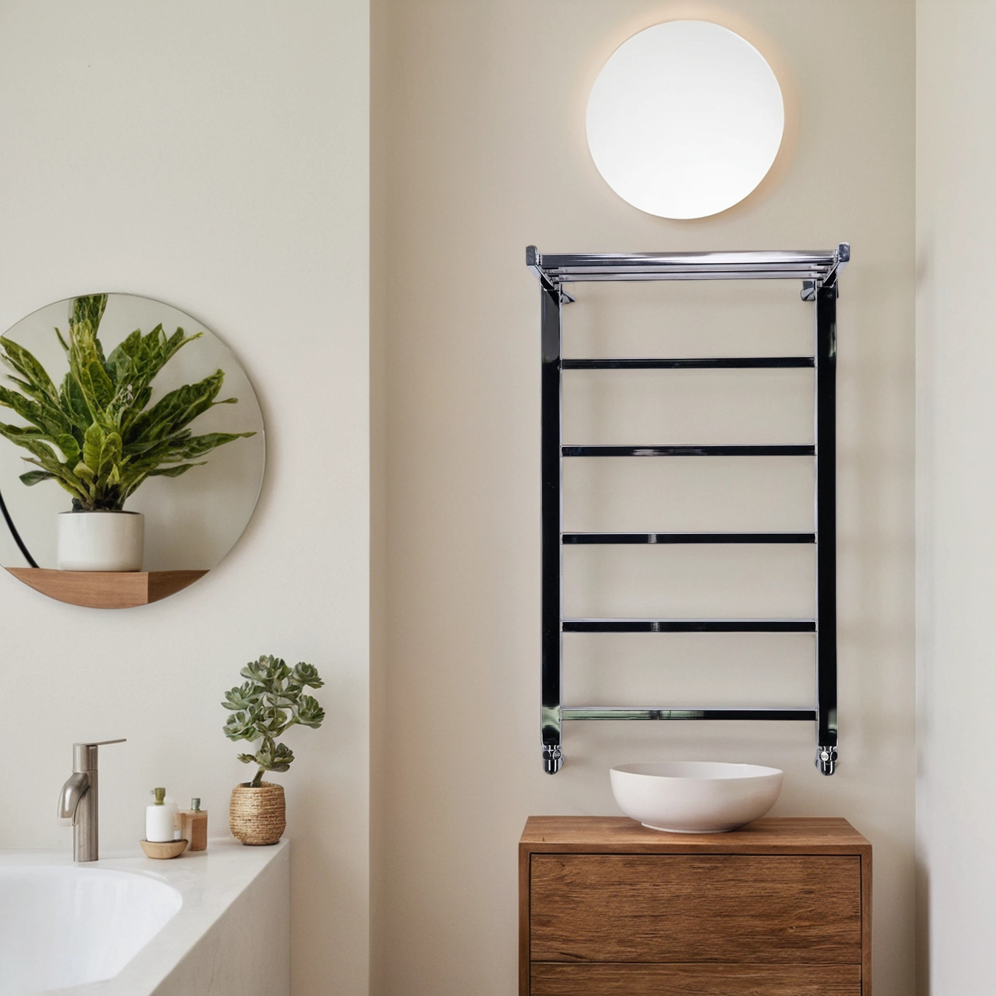 Полотенцесушитель водяной Comfysan Marte-K W-6 80/50 с полкой, хром