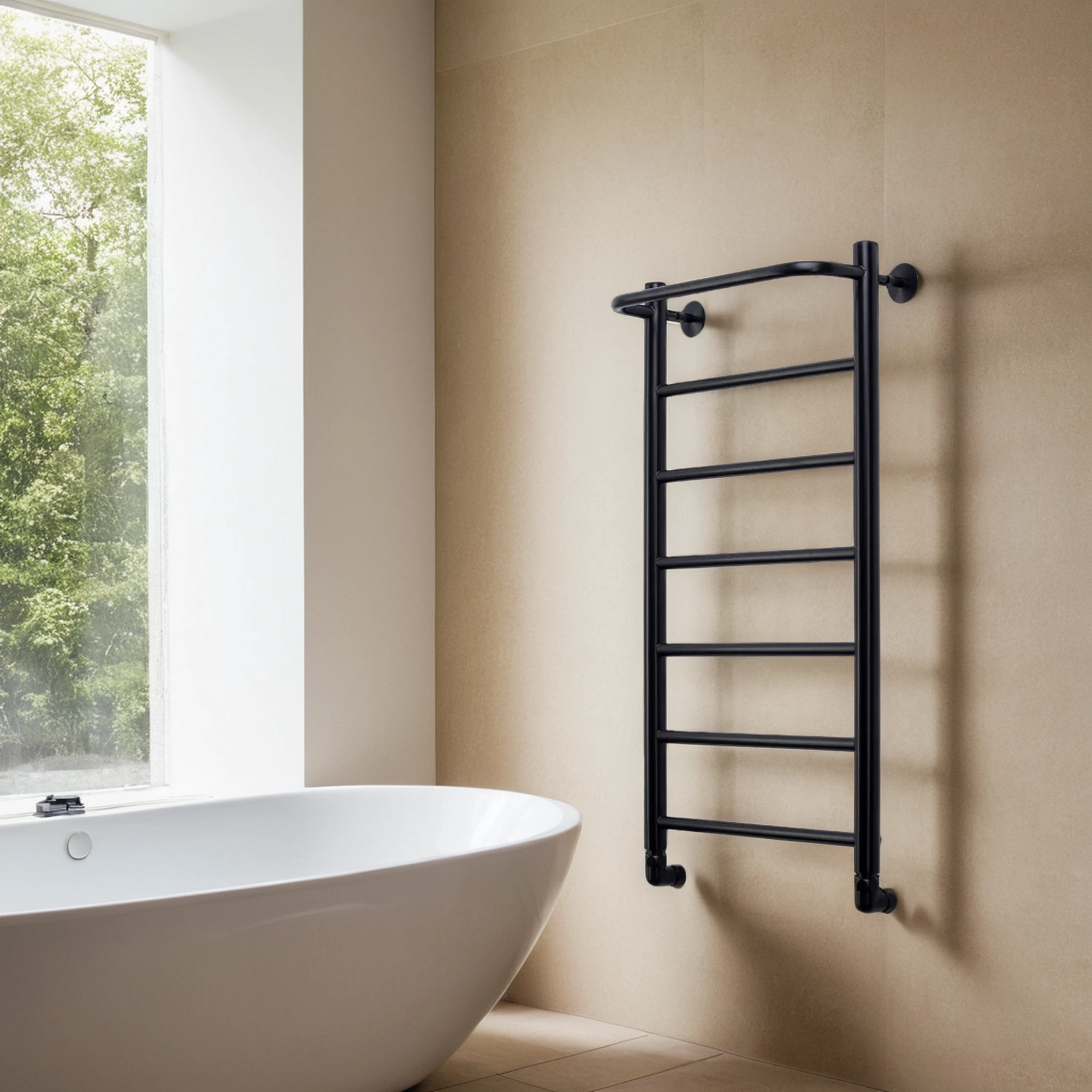 Полотенцесушитель водяной Comfysan Capri W-8 80/40 с полкой, черный