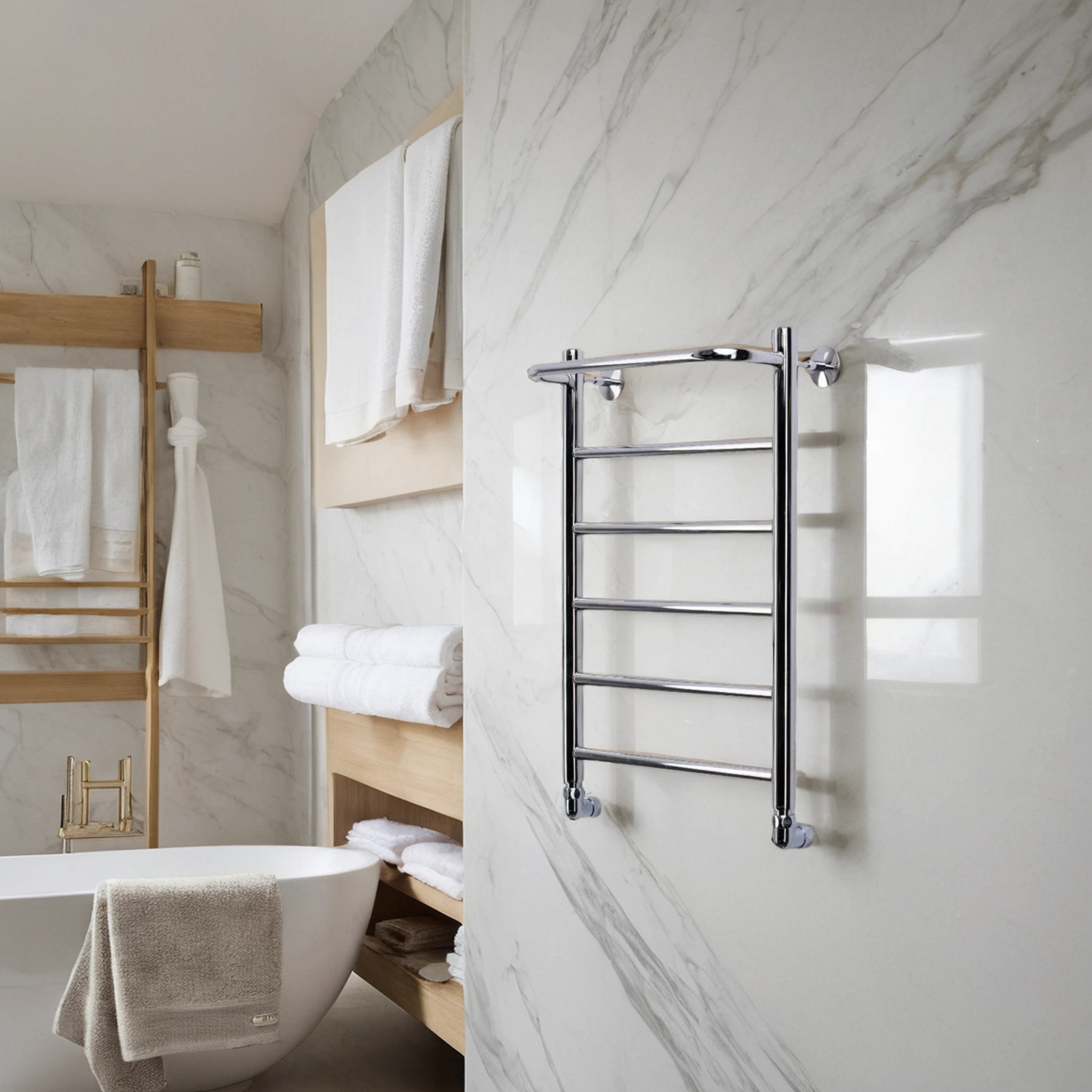 Полотенцесушитель водяной Comfysan Capri W-6 60/40 с полкой, хром