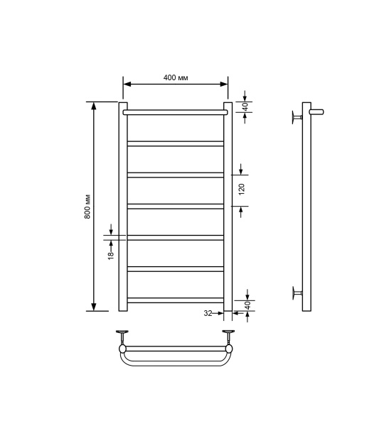 Полотенцесушитель водяной Comfysan Capri W-8 80/40 с полкой, хром