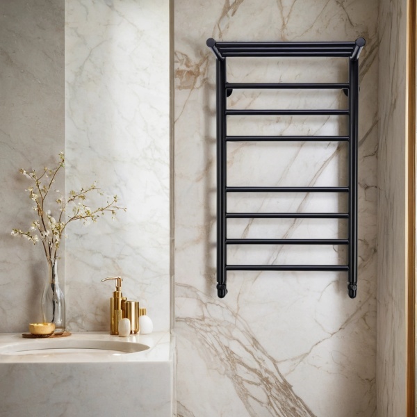 Полотенцесушитель водяной Comfysan Luce W-8 80/50 с полкой, черный