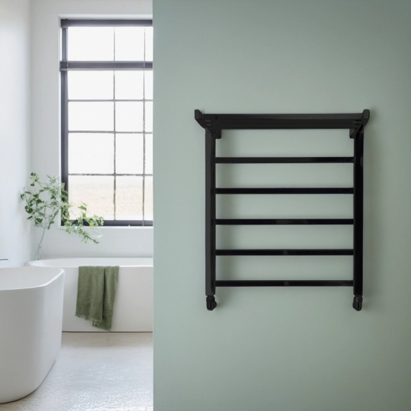 Полотенцесушитель водяной Comfysan Marte-K W-6 60/50 с полкой, черный