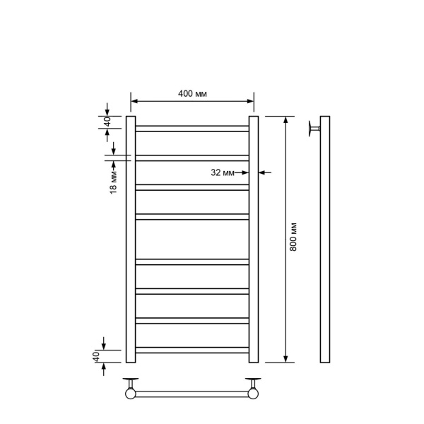 Полотенцесушитель водяной Comfysan Noumi W-8 80/40, хром