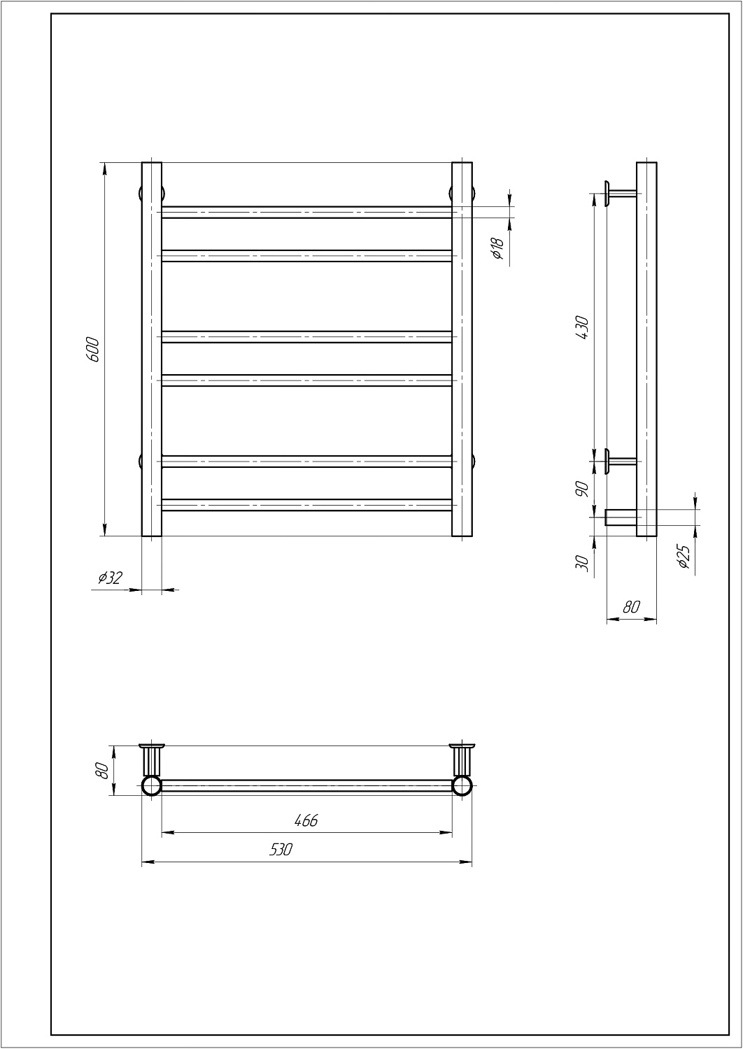 Полотенцесушитель электрический с/т Comfysan Вита (Vita) EC-6 60/50, оружейная сталь ЭК