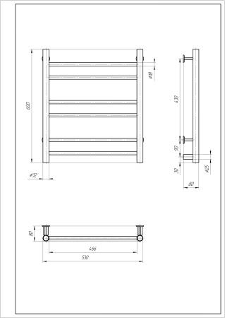 Полотенцесушитель электрический с/т Comfysan Вита (Vita) EC-6 60/50, оружейная сталь ЭК