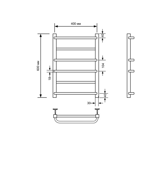Полотенцесушитель водяной Comfysan Puro-K W-6 60/40, хром