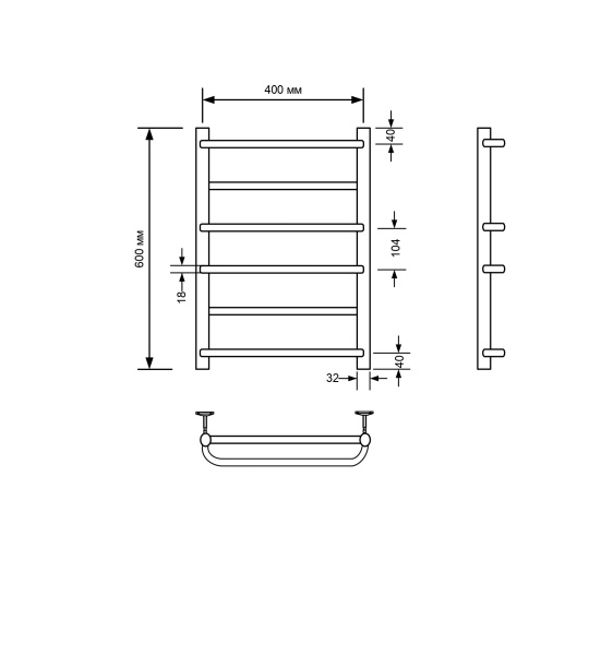 Полотенцесушитель водяной Comfysan Puro W-6 60/40, черный