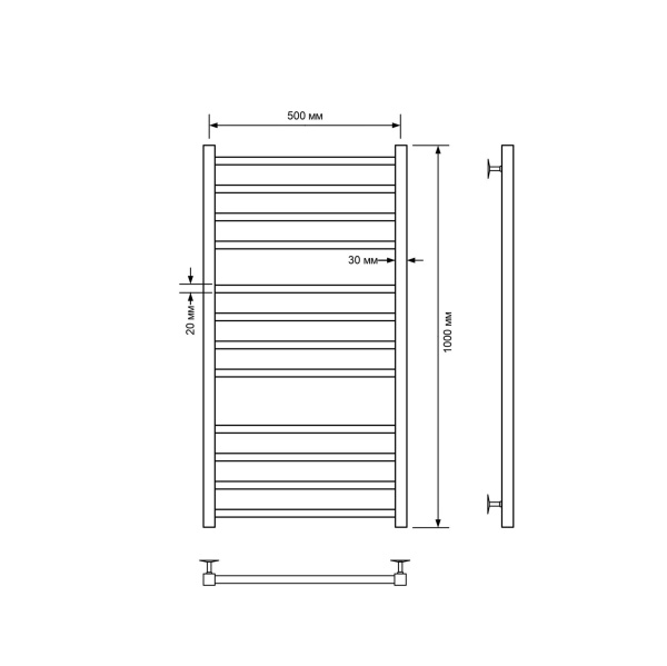 Полотенцесушитель водяной Comfysan Pioli-K W-10 100/50, черный