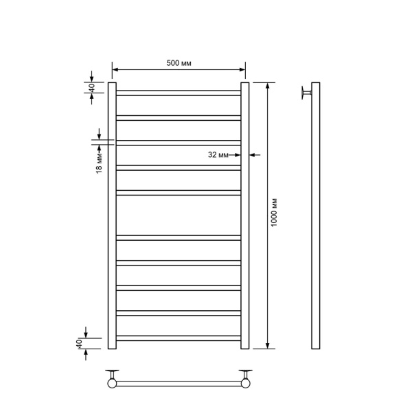 Полотенцесушитель водяной Comfysan Noumi W-10 100/50, белый