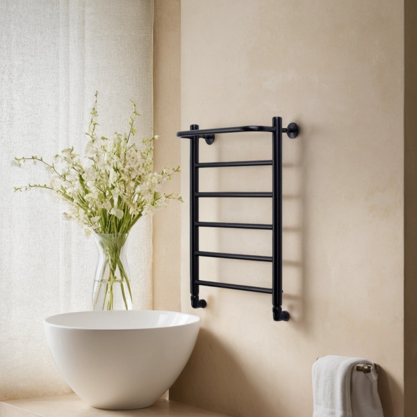 Полотенцесушитель водяной Comfysan Capri W-6 60/40 с полкой, черный