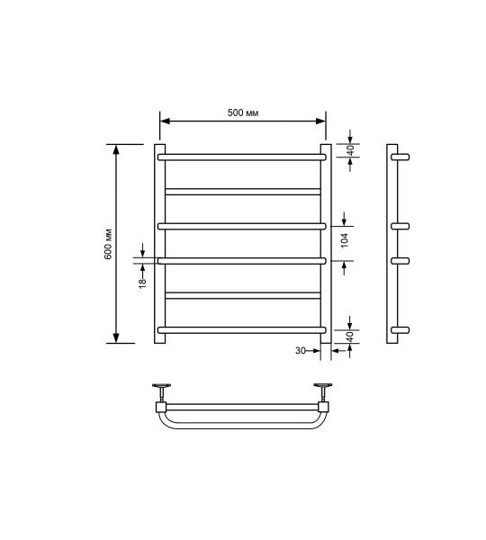 Полотенцесушитель водяной Comfysan Puro-K W-6 60/50, белый