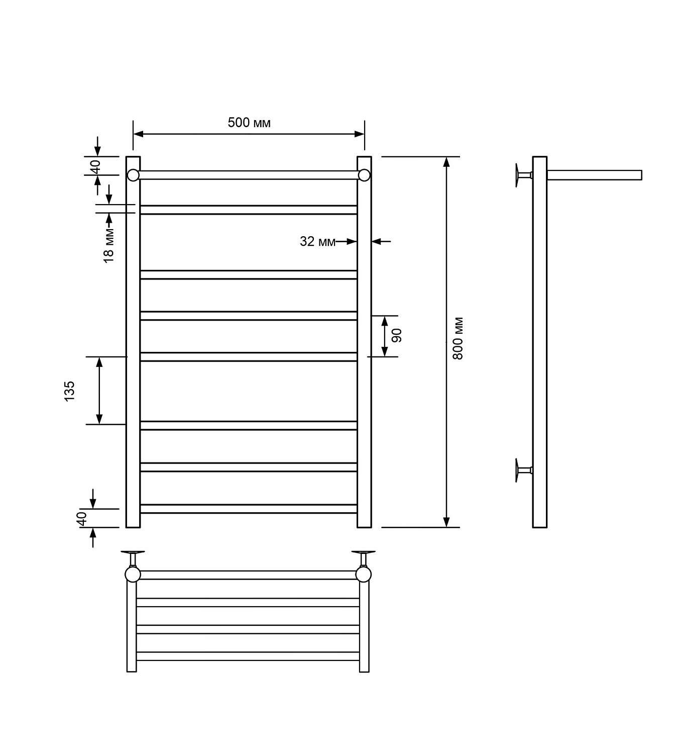 Полотенцесушитель электрический с/т Comfysan Люси (Luce) EC-8 80/40 с полкой, черный
