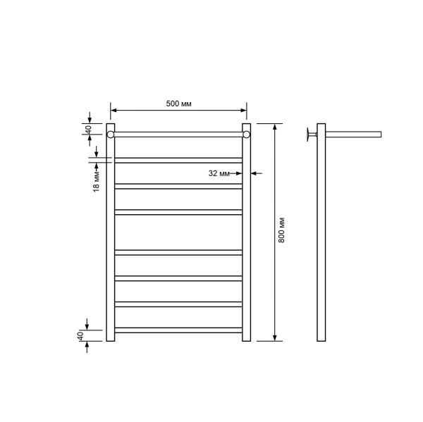 Полотенцесушитель водяной Comfysan Noumi W-8 80/50 с полкой, черный