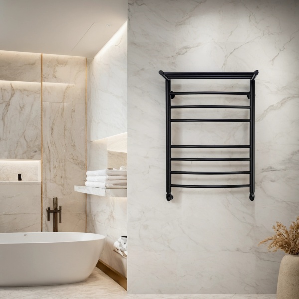 Полотенцесушитель водяной Comfysan Noumi W-8 80/40 с полкой, черный