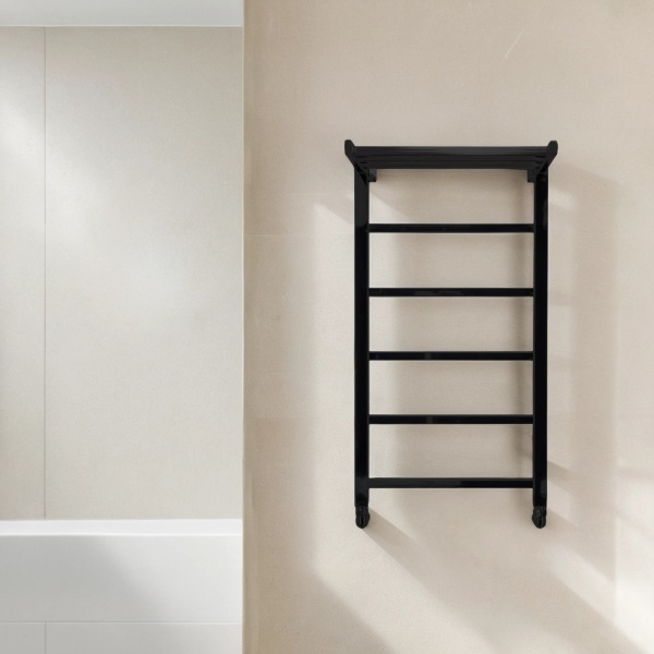 Полотенцесушитель водяной Comfysan Marte-K W-6 80/40 с полкой, черный