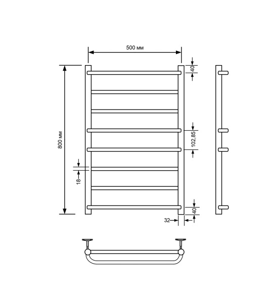 Полотенцесушитель водяной Comfysan Puro W-8 80/50, черный