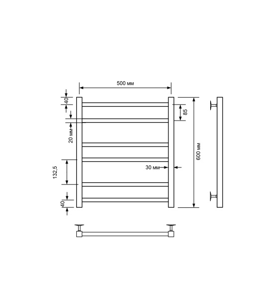 полотенцесушитель водяной comfysan pioli-k w-6 60/50, хром