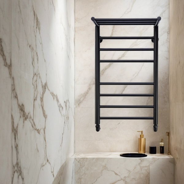 Полотенцесушитель водяной Comfysan Luce W-8 80/40 с полкой, черный