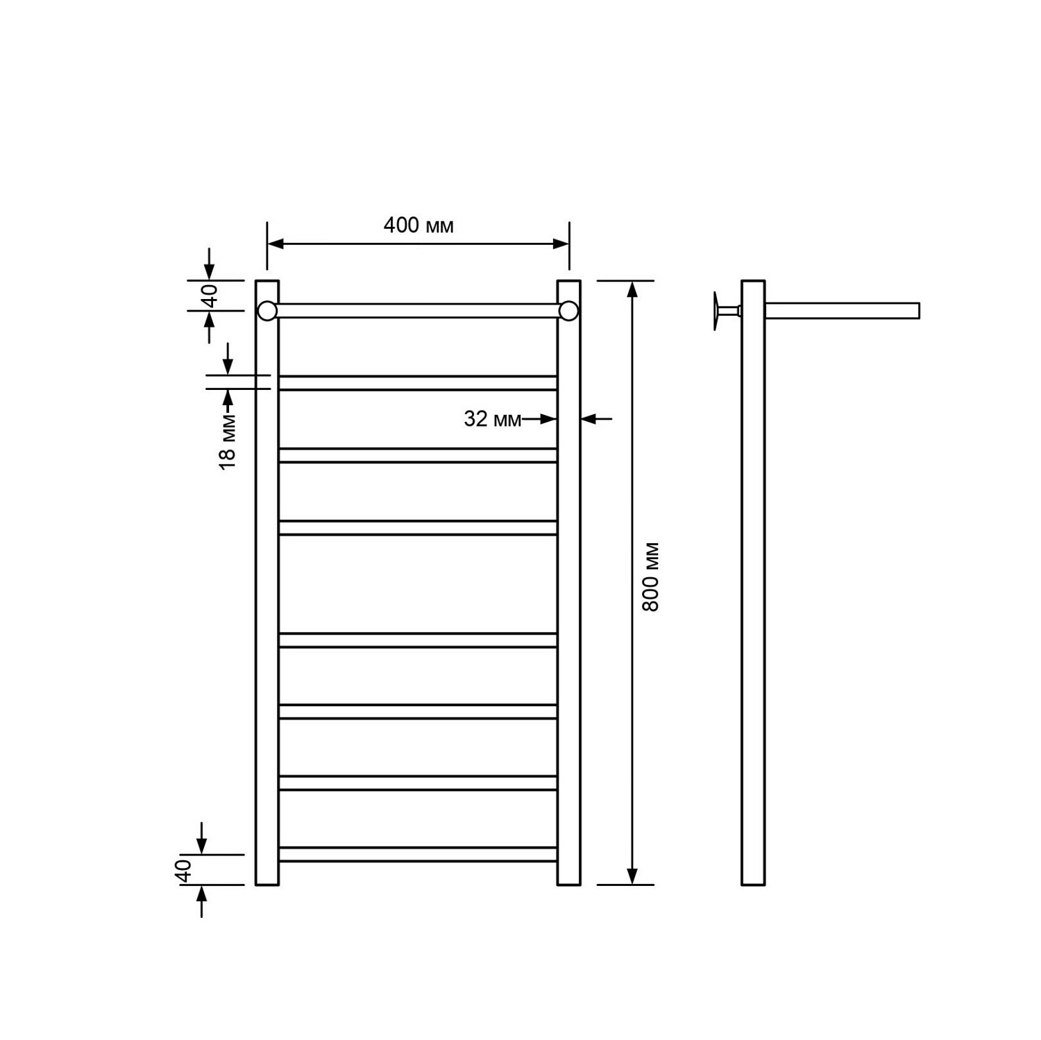 Полотенцесушитель водяной Comfysan Noumi W-8 80/40 с полкой, белый