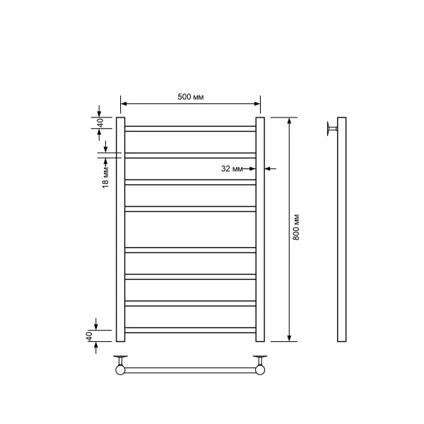 Полотенцесушитель водяной Comfysan Noumi W-8 80/50, хром