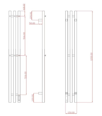Полотенцесушитель электрический с/т Comfysan Альто-К (Alto-K) EC-3 120/12, брашированная медь, гальв