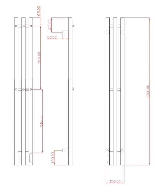 Полотенцесушитель электрический с/т Comfysan Альто-К (Alto-K) EC-3 120/12, брашированная медь, гальв