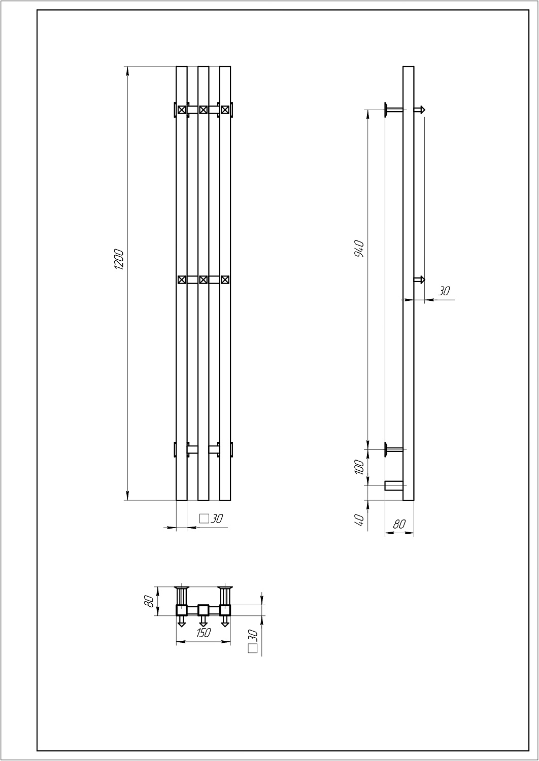 Полотенцесушитель электрический с/т Comfysan Альто-К (Alto-K) EC-3 120/12, матовое золото ЭК