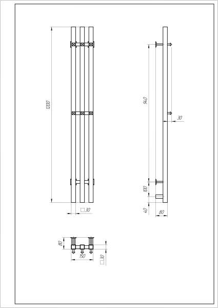 Полотенцесушитель электрический с/т Comfysan Альто-К (Alto-K) EC-3 120/12, матовое золото ЭК