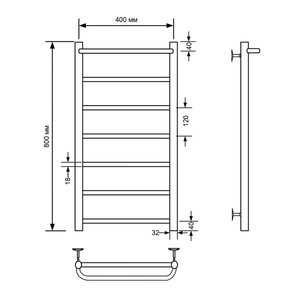 Полотенцесушитель водяной Comfysan Капри (Capri) W-8 80/40 с полкой, белый