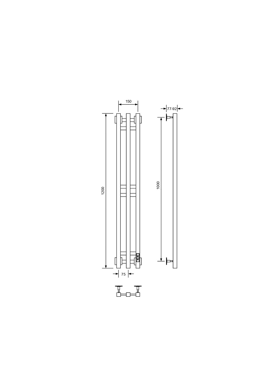 Полотенцесушитель электрический с/т Comfysan Альто-К (Alto-K) EC-3 120/12, оружейная сталь ЭК