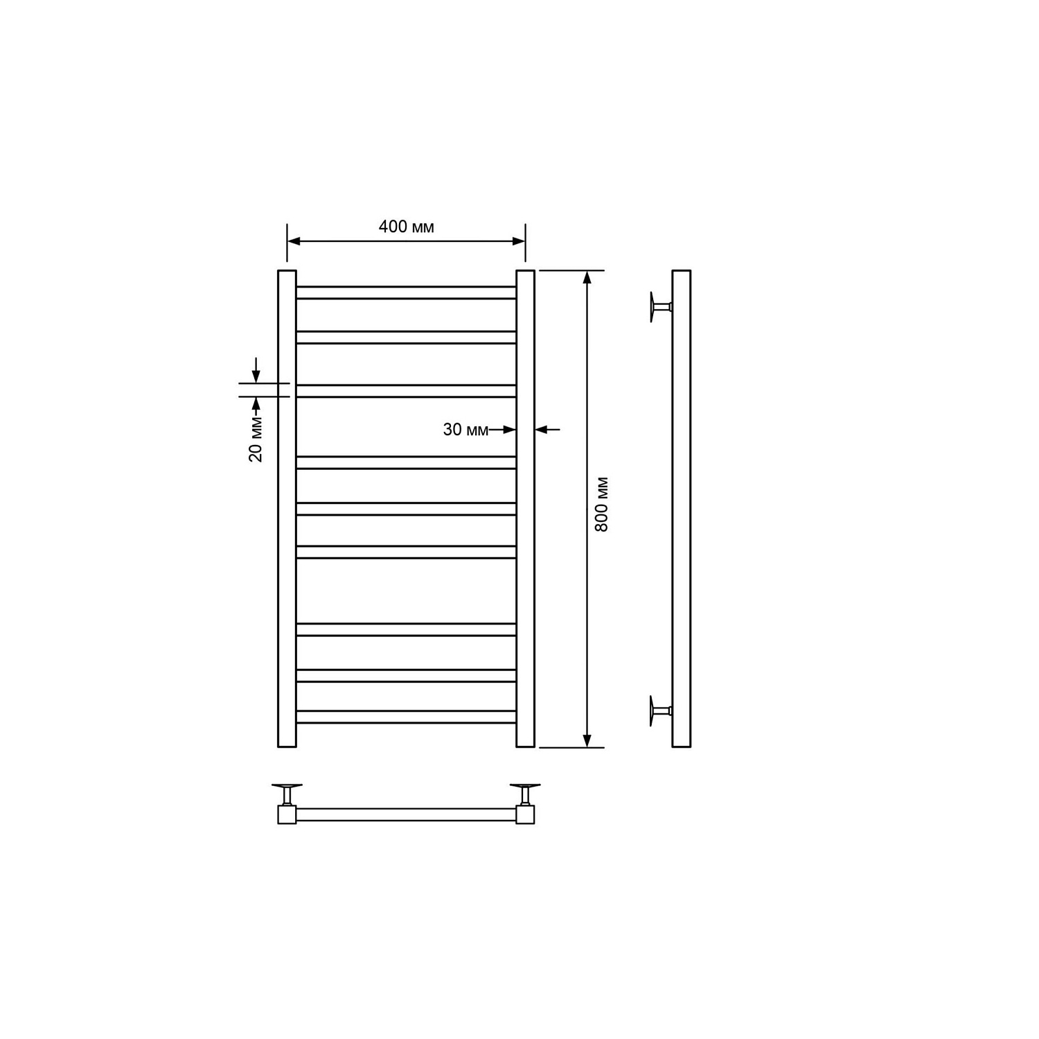 Полотенцесушитель водяной Comfysan Пиоли-К (Pioli-K) W-8 80/40, хром