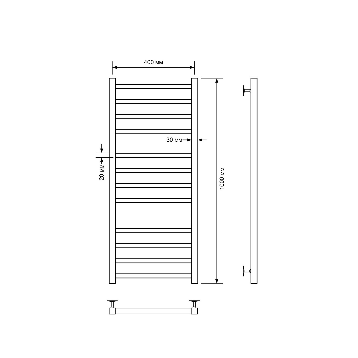 Полотенцесушитель водяной Comfysan Пиоли-К (Pioli-K) W-10 100/40, белый