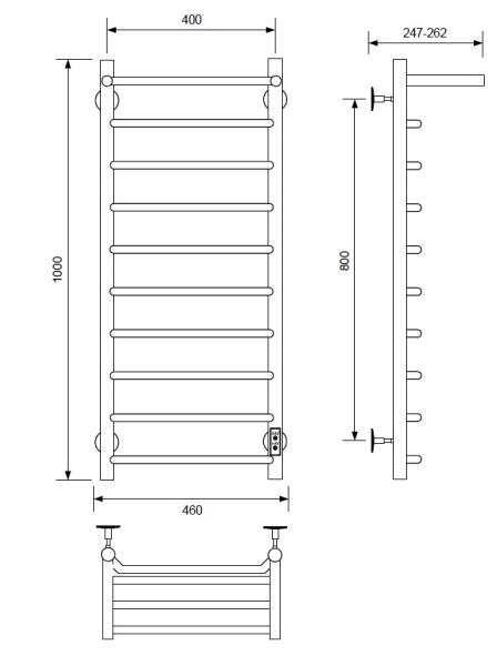 Полотенцесушитель электрический с/т Comfysan Скола (Scola) EC-10 100/40 с полкой, черный