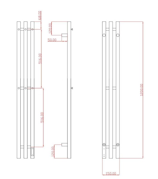 Полотенцесушитель электрический с/т Comfysan Альто (Alto) EC-3 120/12, брашированная медь, гальваник