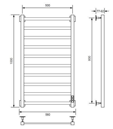 Полотенцесушитель электрический с/т Comfysan Рома-К (Roma-K) EC-10 100/50, белый