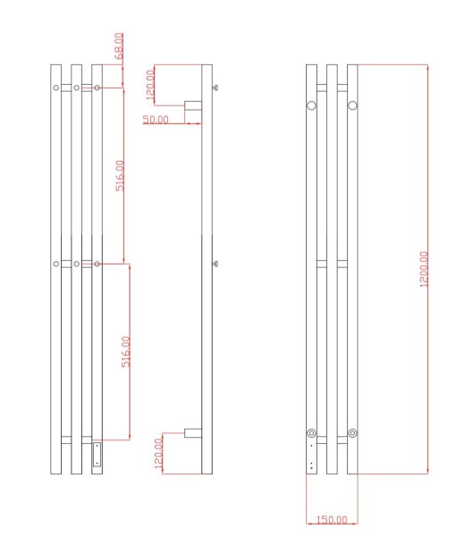 Полотенцесушитель электрический с/т Comfysan Альто (Alto) EC-3 120/12, никель, гальваника